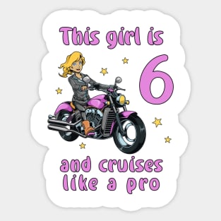 Girl six years old - 6th birthday motorcycle Sticker